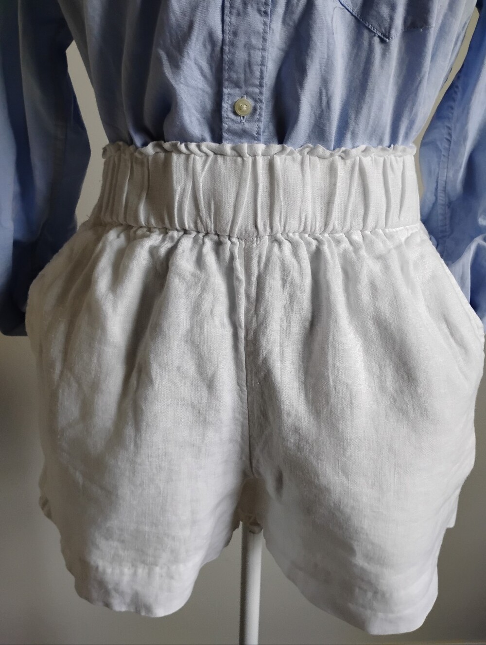 J. Crew Linen Shorts Coastal Casual White Beachy Classic Lined Size Small